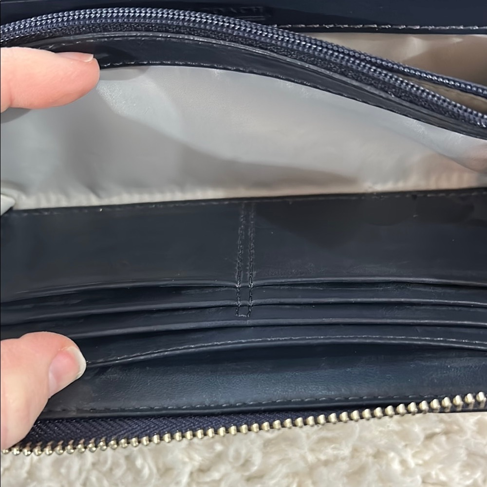 Coach Signature Jacquard Long Zip Around Wallet Navy & Gray | Pristine Condition - Picture 6 of 11
